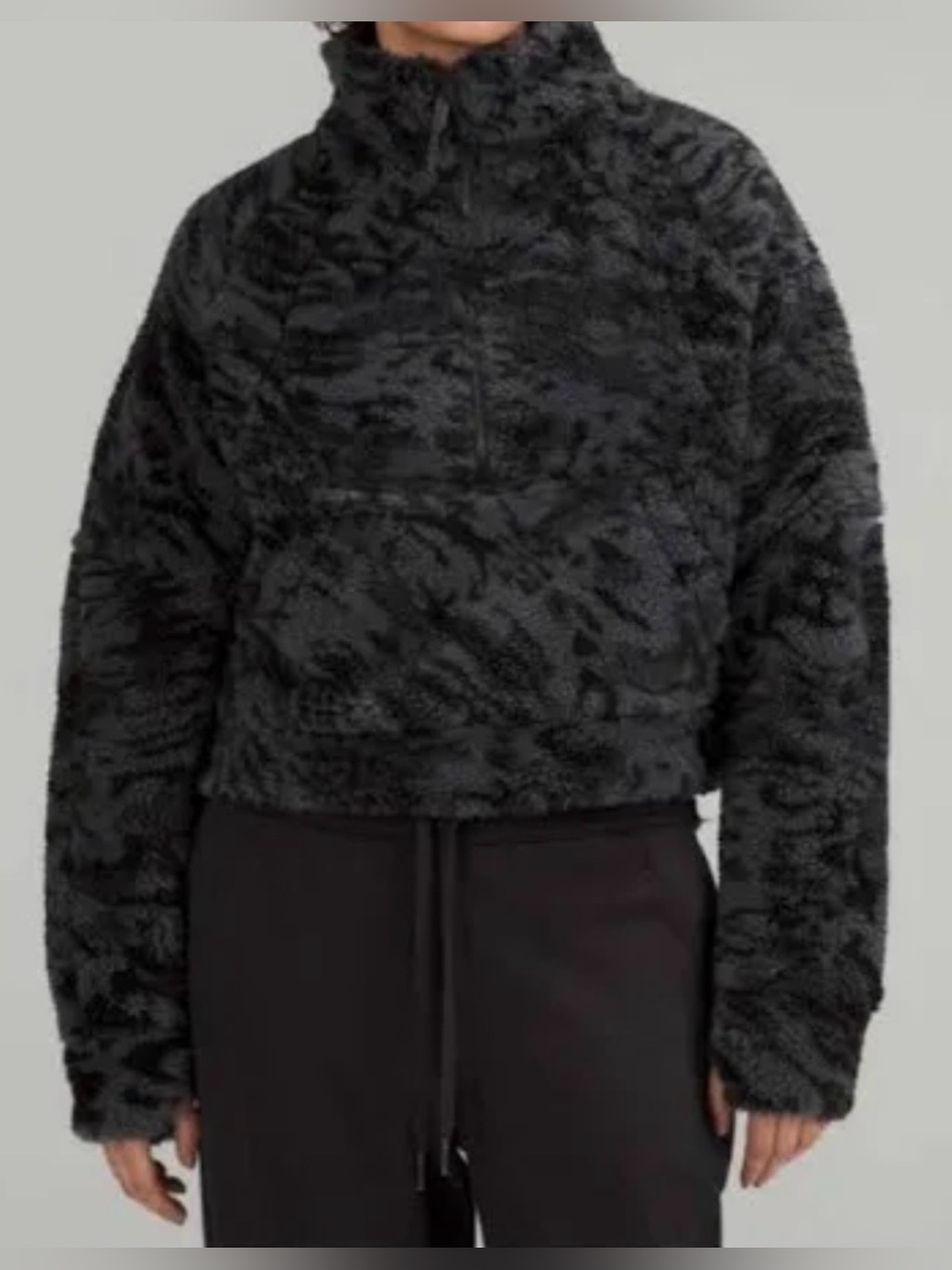 Lululemon Scuba Oversized Fleece Funnel Neck Camo Dark Carbon Black Size M/L